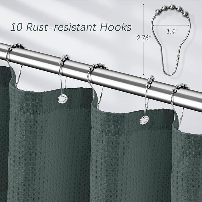 PANGSINNE 60 inch Stall Shower Curtain - Waffle Weave Heavy Duty Thick Fabric Shower Curtains for Bathroom, Weighted Hotel Spa Luxury Cloth Bath Curtain Set with 10 Hooks, 60x72, Stormy Weather
