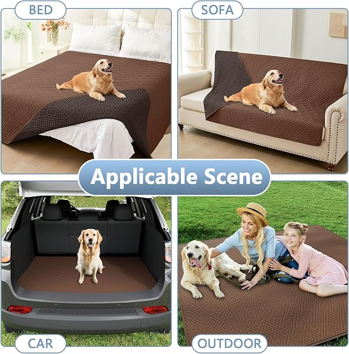 hyha Waterproof Dog Blanket, Soft Pet Bed Blankets, Waterproof Sofa Couch Cover for Dogs Washable, Reversible Pet Couch Covers for Sofa Furniture (82x82 Inch, Brown/Chocolate)