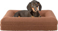 PETMAKER Orthopedic Pet Bed - 26in Small Dog Bed with Supportive Bolster, Nonslip Bottom, and Removable Washable Cover - Memory Foam Puppy Bed for Small Dogs and Cats - Dog Products (Brown)
