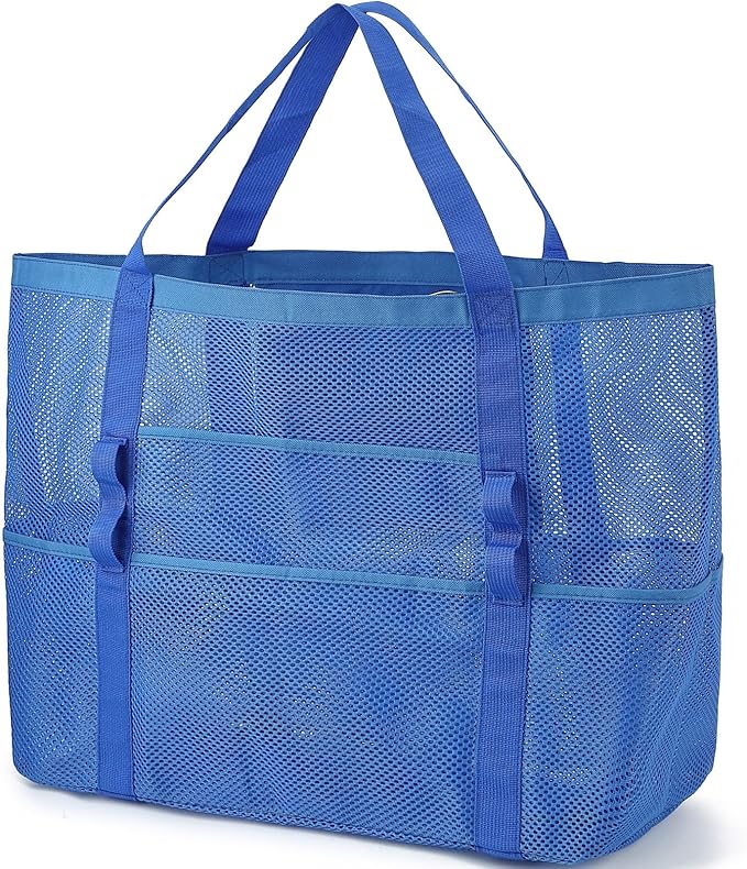 GYEUKHAM Mesh Beach Bag - Large Beach Tote Bag with Multiple Pockets for Family Beach Bag for Toys & Vacation Essentials