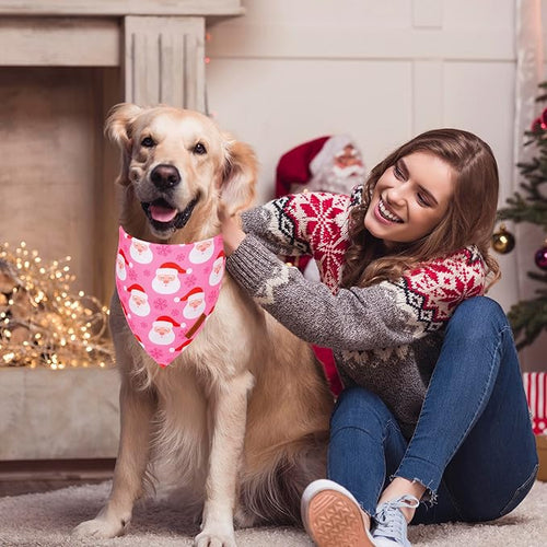 ADOGGYGO Christmas Dog Bandana, Xmas Tree Santa Pet Scarf, Premium Durable Fabric, Adjustable Fit Female Pet Christmas Bandanas for Extra Large Dogs (X-Large)