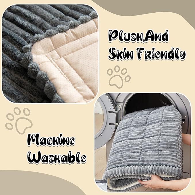 Backseat Pet Bed Mat,Dog Bed for Car,Dog Seat Cover for Car Back Seat, Non-Slip Travel Pet Mat, Fit for Backseat Extenders and Seat Covers (Dark Gray Thin)