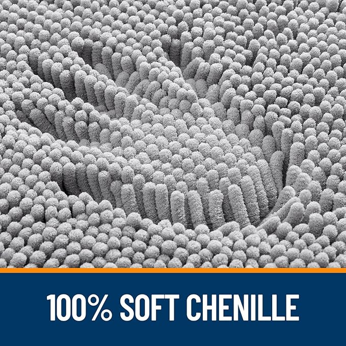 OLANLY Bathroom Rugs 59x20, Extra Soft Absorbent Chenille Bath Rugs, Rubber Backing Quick Dry, Machine Washable Bath Mats for Bathroom Floor, Tub and Shower, Home Decor Accessories, Grey