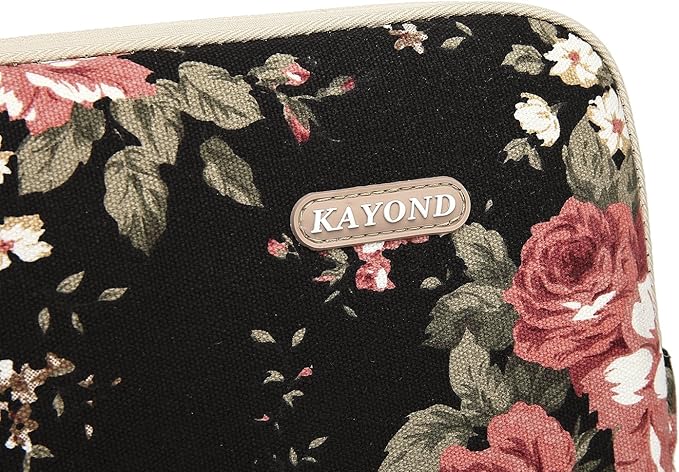 kayond Water-Resistant Canvas 13.3 Inch Laptop Sleeve-Black C Rose