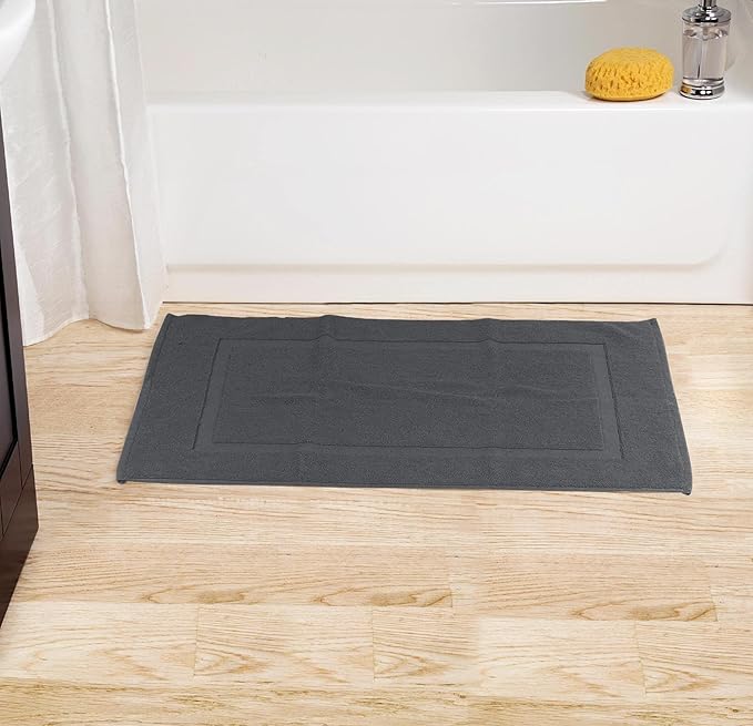 Utopia Towels Cotton Banded Rug, Bath Mats, Not a Bathroom Rug, 21 by 34 Inches, 100% Ring Spun Cotton, Highly Absorbent Shower Bathroom Floor Mat, Gray, 2 Pack