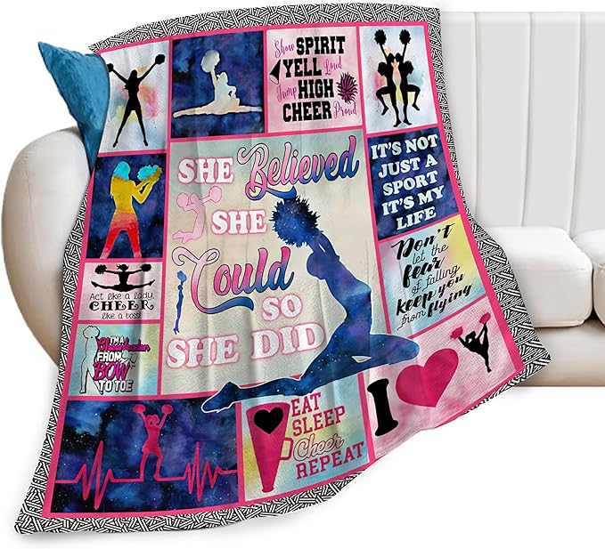 Cheerleader Blanket Cheerleading Throw Blanket Soft Fleece Flannel Cheer Gifts for Women Girls Lovers Adults Stuff Plush for Couch Sofa Bed Room Decor 60"X80"