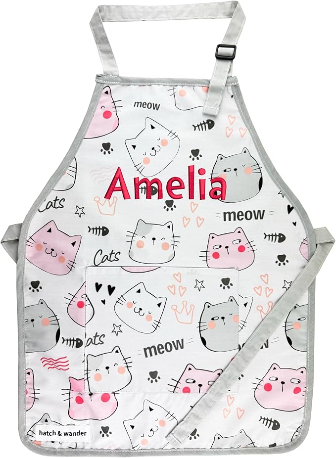 hatch & wander Kids Apron | Fun Kids Aprons for Cooking or Gardening | 4 Fun Designs & 2 Sizes | Kids Painting Apron