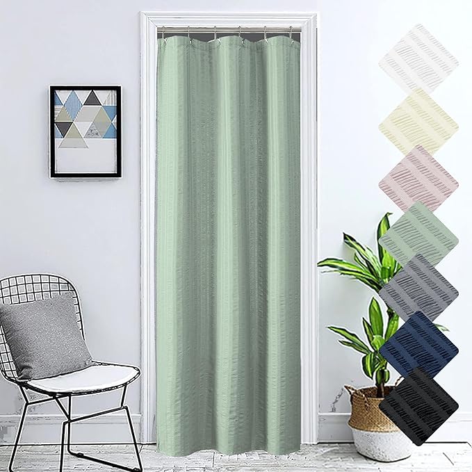 Aiyufeng Moga Sage Green Fabric Shower Curtain - Soft & Lightweight Small Shower Curtain with Texture for Narrow Stall Size, Machine Washable, 36" Wx72 L, Green