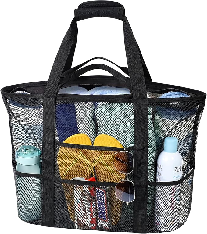 F-color Mesh Beach Bag Family - Large Tote Bag for Cruise Pool Toys Beach Vacation Essentials