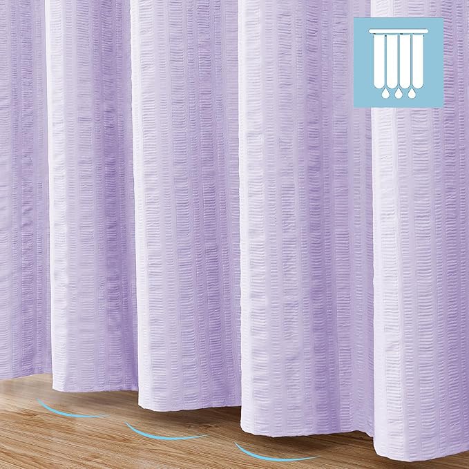 Aiyufeng Light Purple Shower Curtain for Bathroom, Embossed Textured Fabric Shower Curtain for Bathroom - Soft Cloth & Hotel Spa, Machine Washable, 36X72,Light Purple