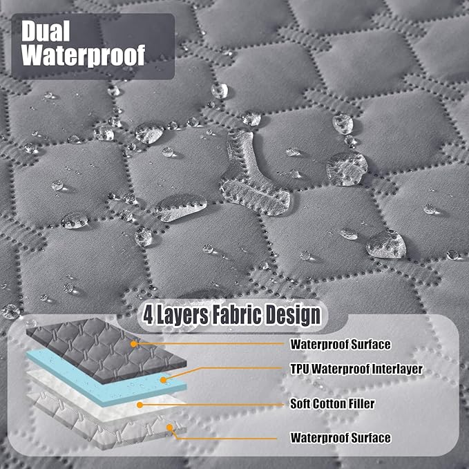 Smiry Waterproof Dog Bed Cover Blanket, Soft Reversible Pet Blanket, Washable Leakproof Cats Dogs Couch Cover for Sofa, Couch, Furniture, Plaid (82x82 Inch, Grey/Light Grey)