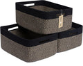MiniArk Large Storage Baskets for Shelves, Closet Organizers Bins for Clothes Blanket Towels, Baby Nursery, Toy Baskets Box, Woven Rope Baskets, 17 x 13 x 7.5”, 3 Packs Woven Brown
