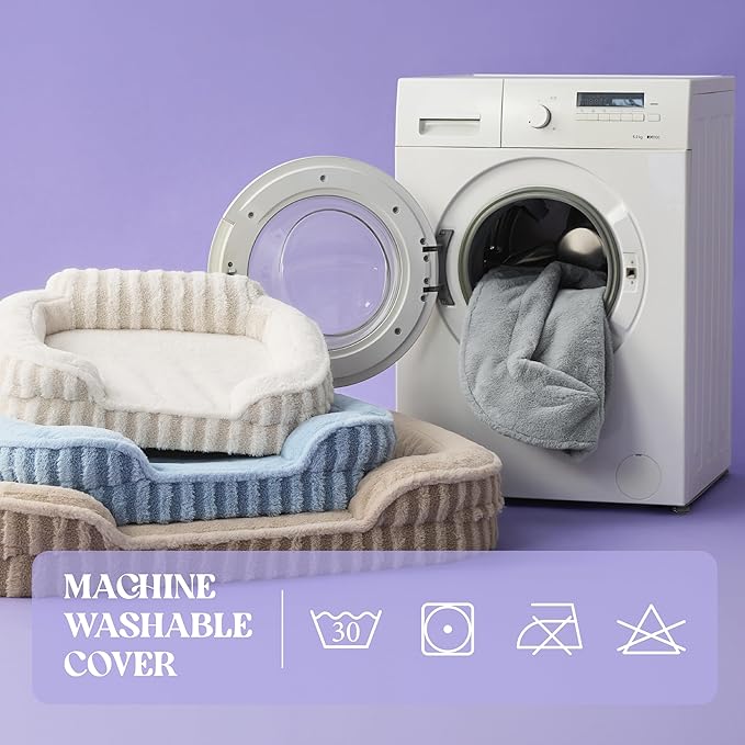LE SURE Cute L-Plus Dog Beds, Orthopedic Waterproof Large Pet Bed with Sides, High Back Non-Slip Bottom and Egg-Crate Foam Dog Couch Sofa with Washable Removable Cover, Hazel
