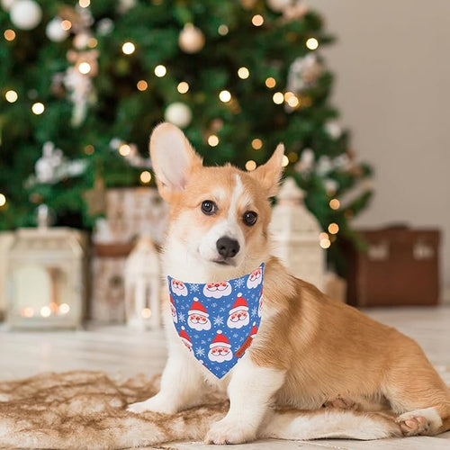 ADOGGYGO Christmas Dog Bandanas 2 Pack, Reversible Triangle Santa Snowman Pet Xmas Scarf, Adjustable Fit Christmas Bandanas for Medium Large Dogs Pets (Large)