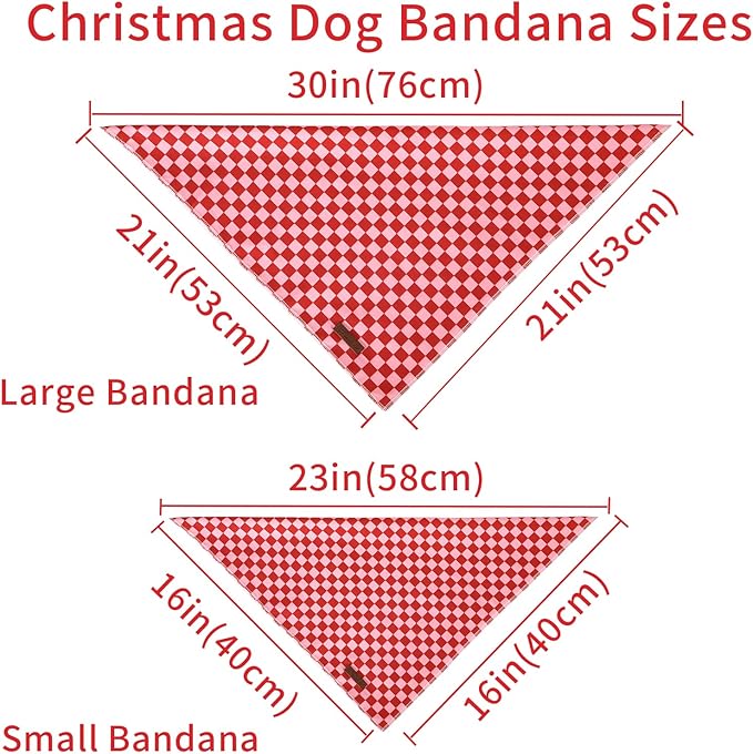 UP URARA PUP Red and Pink Plaid Dog Bandana–Red and Pink Checked Triangle Scarf for Small Medium Large Dogs, Soft Cotton Pet Bib for Dogs, Adjustable Dog Kerchief