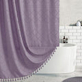 Siiluminisoy Extra Long Purple Boho Shower Curtain Woven Fabric Cute 84 Inch Shower Curtain, 72 x 84 Tufted Chevron Textured Striped Modern Farmhouse Minimalist Cloth Shower Curtain for Bathroom