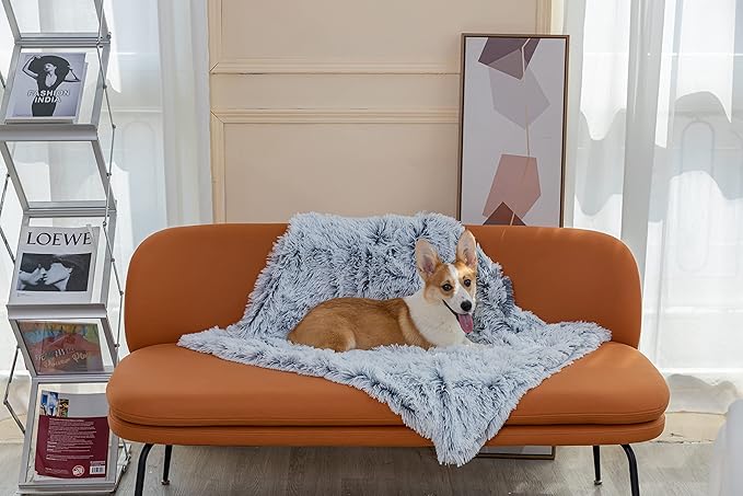 PJYuCien Fluffy Fleece Calming Pet Throw Blanket, Super Soft and Warm for Indoor Cats and Dogs, Large 30" * 40", Machine Washable, Grey Puppy Bed