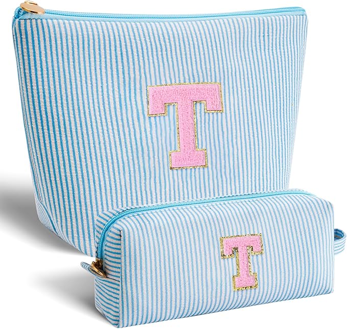 Btffitting Teacher Appreciation Gifts,Thank You Gifts from Students,Birthday Teacher Retirement Gifts for Women,Teachers Day Gift Ideas,Makeup Bag Set Cosmetic Bag - Blue,T