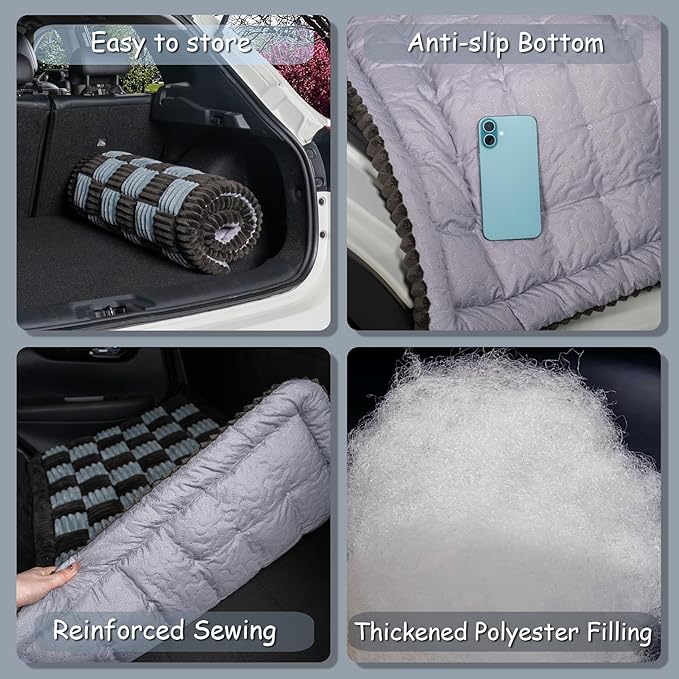 HAPYFOST Dog Bed for Car Back Seat, Non-Slip Backseat Dog Car Bed Mat, Soft Furry Travel Pet Mat, Washable Blanket Custom Fit for Backseat Extenders and Hammock Seat Covers(54"×25" Gray)