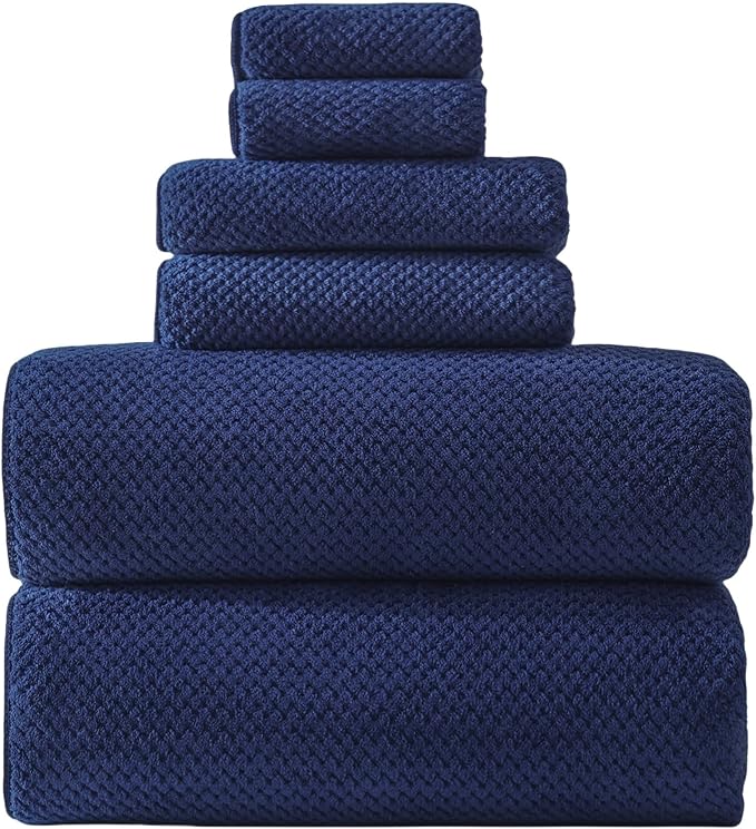 Akzpe 40x80 Inches Bath Sheets Towels for Adults Oversized Bath Towels Extra Large Luxury Super Soft Absorbent Quick Dry Microfiber (Navy Blue,6PCS)