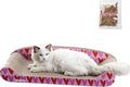 The LICKER Store CSR1004A Montego 27.5" Coastal Patterned Cardboard Lounge Bed Cat Scratcher with Catnip, Pink/Red