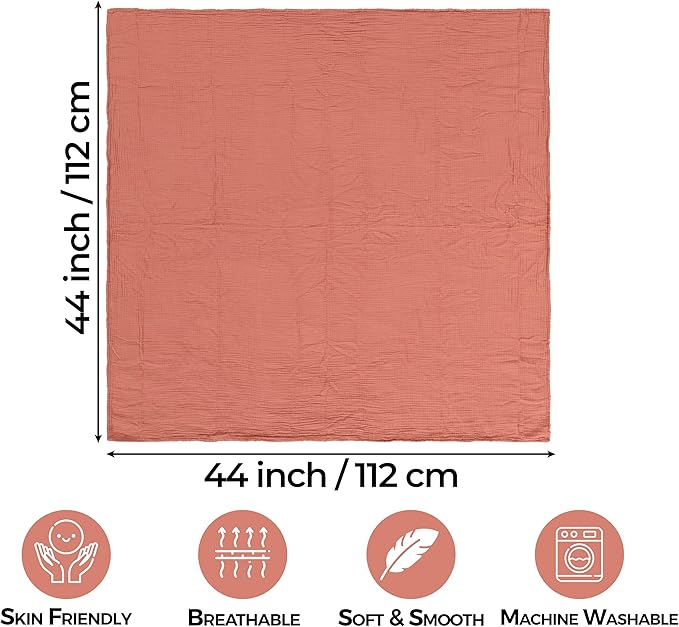 Dreamology Muslin Swaddle Blankets, Receiving Blankets for Baby Girl,Boy,2 Pack,100% Cotton Blanket,Soft & Breathable Muslin Blanket,Muslin Baby Blanket for Newborn,44 x 44 Swaddle Blanket | Rose,Pink