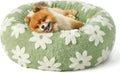 LE SURE Small Dog and Cat Bed - Round Calming Beds as Present for Pets, Cute Modern Design with Jacquard Shaggy Plush, Anti-Slip Bottom, 23 Inch, Green