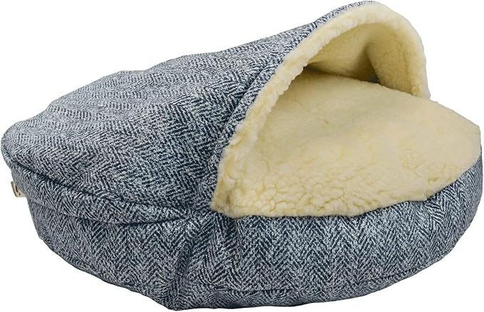 Snoozer Cozy Cave Dog Bed - Indoor Dog Bed with Cover Cave, Covered Calming Burrow for Small & Medium Sized Pets with Blanket Attached, Enclosed, Removable Washable Cover - Large, Palmer Indigo