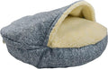 Snoozer Cozy Cave Dog Bed - Indoor Dog Bed with Cover Cave, Covered Calming Burrow for Small & Medium Sized Pets with Blanket Attached, Enclosed, Removable Washable Cover - Large, Palmer Indigo