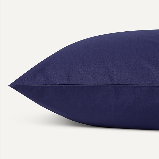 Amazon Basics Organic Cotton Sheet Set with 2-Pieces Pillowcase, Navy Blue, King