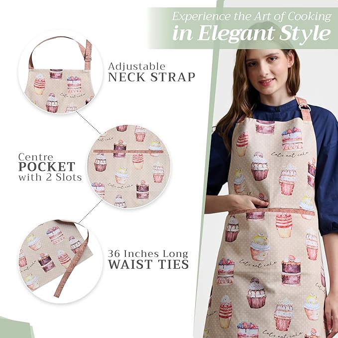 Maison d' Hermine 100% Cotton Apron for women with Pocket Kitchen Chef Apron for Men Cooking Gardening Server Waitress