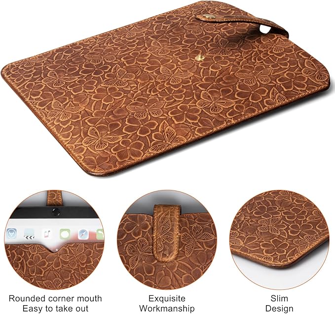 Thryxop Vertical Laptop Sleeve for 16-inch MacBook Pro, Genuine Leather Protective Case Compatible with M2 M3 M4 Pro/Max 2024, Brown