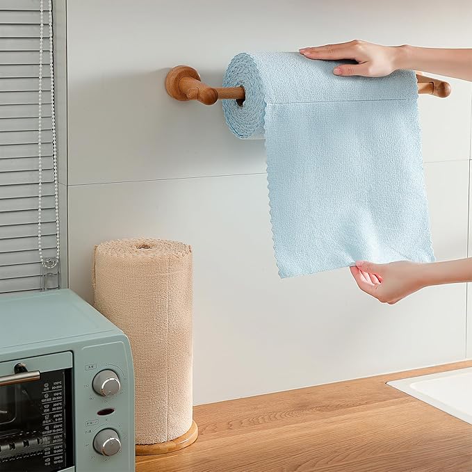 Tigona 80 Pack Microfiber Cleaning Cloth Roll,Lint Free Rags & Tear Away Reusable Towels Washable Scratch,Ultra Absorbent Dish Rags(12" x 12") for Car Kitchen Home Garage-Blue