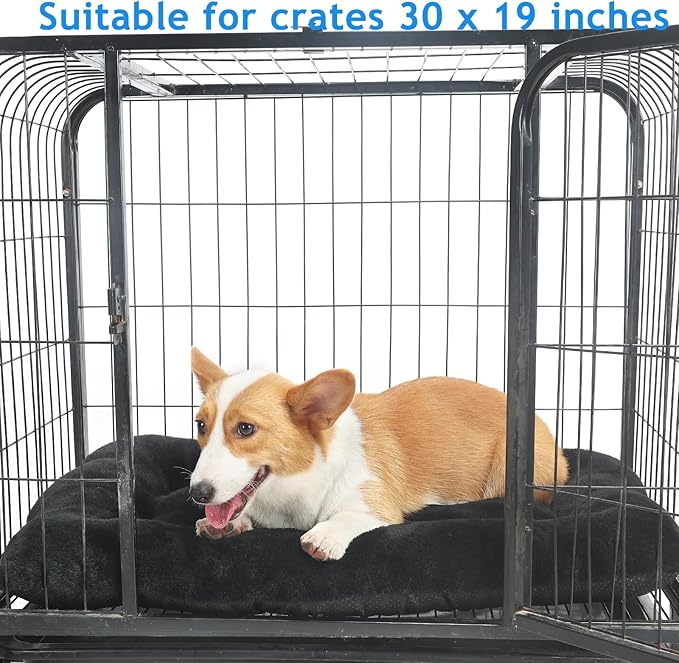 zihapgpzp 30 Inch Dog Crate Bed for Medium Size Dogs,Comfort Fluffy Plush Kennel Pad with Non-Slip Bottom,Machine Washable Pet Sleeping Mat,30"x19",Black