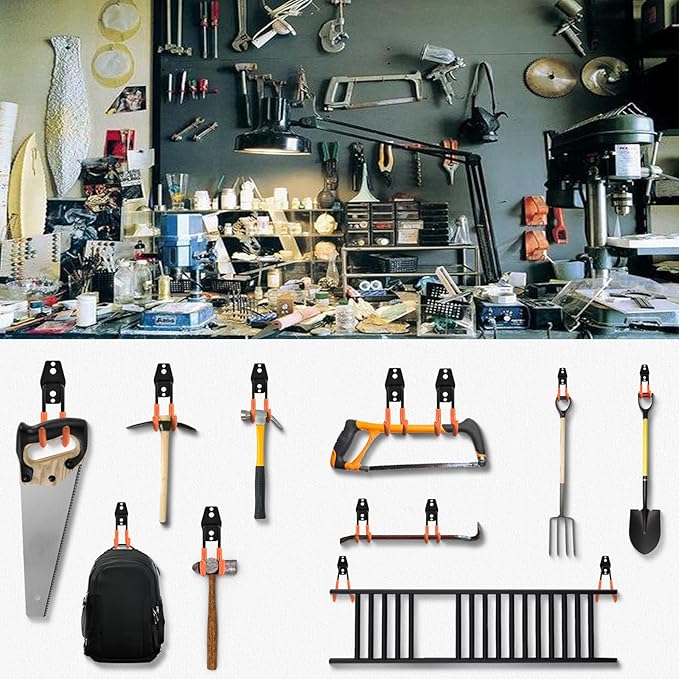 Rlipily 30 Pack Heavy Duty Steel Storage Hooks - Wall Mount Garage Hanger & Organizer for Bikes, Tools, Ladders, Bulk Items, Ropes and More