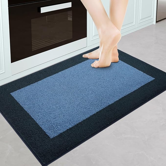 DOMUSTEX Machine Washable Throw Rug 24" x 36", Non Slip Kitchen Mat for Floor, Absorbent Entryway Rug for Kitchen, Bathroom, Door