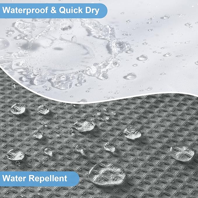 ROLIZOE 3-in-1 Waffle Texture Shower Curtain Set with TPU-Coated Waterproof Liner and 12 Upgraded Double-Sided Hooks, Well-Matched Sizes for a Seamless Fit – Gray, 72" x 78"