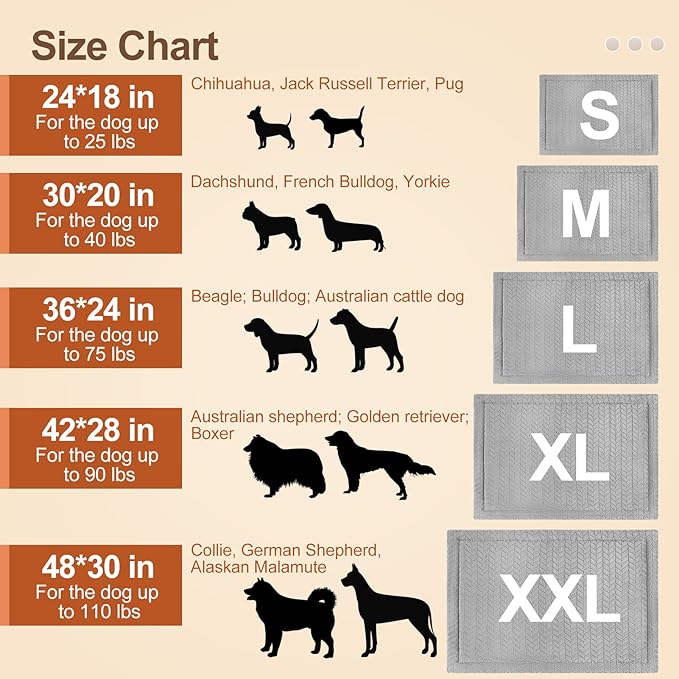 BEAUTYZOO Dog Bed Crate Pad 48 x 30 inch, Washable Dog Crate Mat for XX-Large Sized Dogs, Anti-Slip Pet Crate Bed Kennel Pad, Durable Cozy Puppy Sleeping Mat Rectangle Mattress, Grey