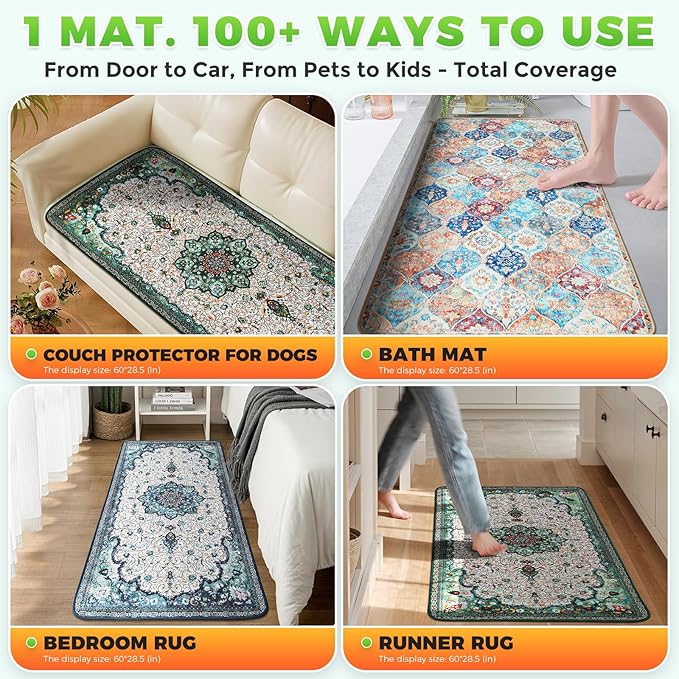 Hompet 2 Pack Waterproof & Absorbent Dog Car Seat Cover Mat, Fits Most Dog Car Hammocks, Washable Reusable Backseat Protector Pad, Quick Dry Leak-Proof Non-Slip Pet Travel Mat for Cars, 20"x60"