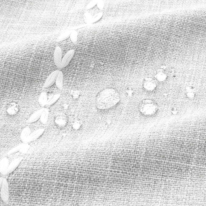 MitoVilla Boho Extra Long Shower Curtain 72 x 96, LightGrey Modern Farmhouse 96 inch XL Polyester Linen Texture Tassel Fabric Shower Curtain Set with Hooks for Cottagecore Country Bathroom Decor