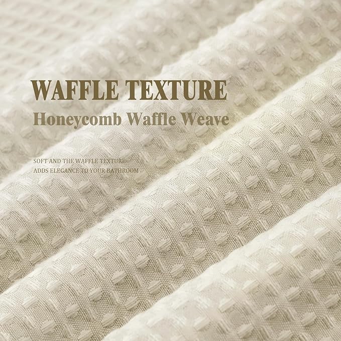 Awellife Waffle Hotel Textured Cream Shower Curtains for Bathroom 230 GSM Heavy Duty Fabric Liner, 72" W X 96" L Inch