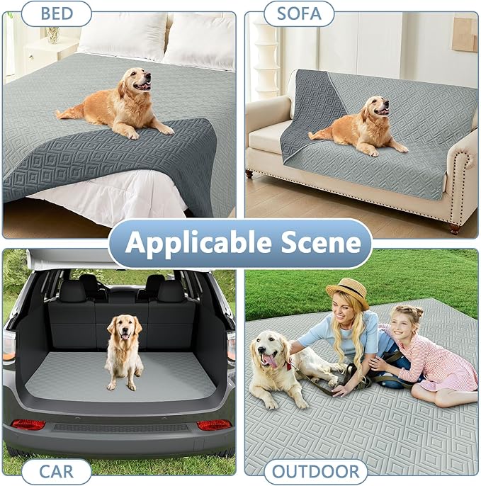 hyha Waterproof Dog Blanket, Soft Pet Bed Cover, Waterproof Sofa Couch Cover for Dogs Washable, Pet Couch Covers for Sofa Furniture (40x50 Inch, Grey/Dark Grey)
