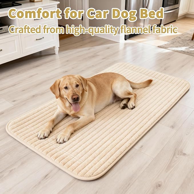 HMOCK Backseat Dog Bed for Car Back Seat, Dog Mat for Car Backseat Pet Bed Mat, Non-Slip Travel Pet Mat, Fit for Backseat Extenders and Trucks Suvs (Beige, 27.5x55 Inch)