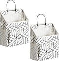 HZZTY BRNY 2pcs Wall Hanging Storage Bag, Small Door Closet Linen Fabric Pockets Organizer, Waterproof Multi Functional for Living Room Bedroom Bathroom Kitchen RV Camper with Hooks Pattern Whtie