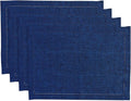 Solino Home Linen Cloth Placemats Set of 4-100% Pure Linen Hemstitch Royal Blue Placemats 14 x 19 Inch - Milan Hemstitch Table Place Mats