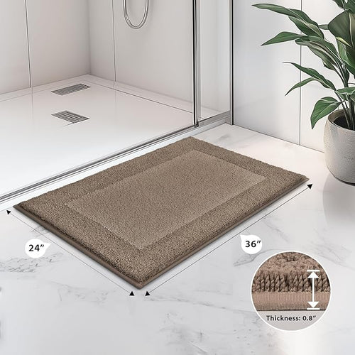 anllugs Bathroom Rugs 24" x 36", Non-Slip Extra Soft Absorbent Bath Rugs, Machine Washable Quick Dry Bath Mats for Bathroom Floor, Shower, Bathtub and Sink, Grayish Brown & Coffee