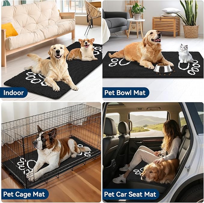 Bcoimo Super Absorbent Dog Door Mat, 60"*24" Anti Slip Mat for Muddy Paws, Pet Rugs for Dirty Paws Washable That Absorbs Moisture and Dirt, for Dog Cage and Pet Resting Carpet