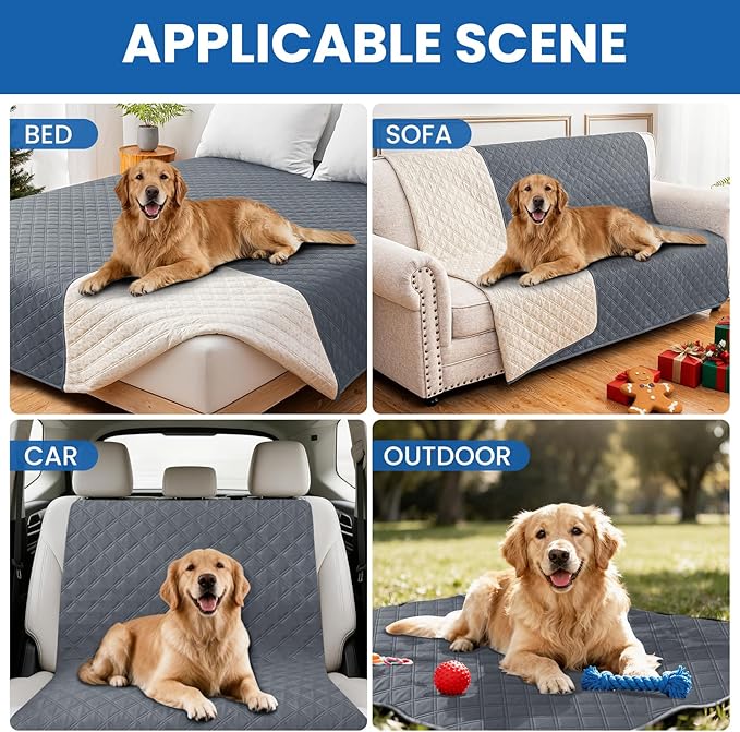 CYCMACO Waterproof Dog Bed Cover Pet Blanket, Soft Couch Cover for Dogs Washable, Non-Slip Dog Blanket Protect Furniture Couch Sofa Car for Puppy Large Dogs Cat (40x50 Inch, Dark Grey)
