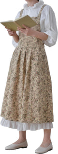 Japanese apron Women-Cross Back Apron for Women with Pockets, Pinafore Aprons, Womens Cotton Linen Apron