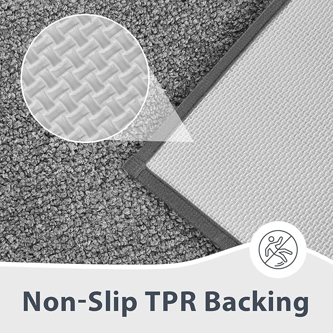 anllugs Bathroom Rugs 30" x 60", Non-Slip Extra Soft Absorbent Bath Rugs, Machine Washable Quick Dry Bath Mats for Bathroom Floor, Shower, Bathtub and Sink, Grey & Dark Grey